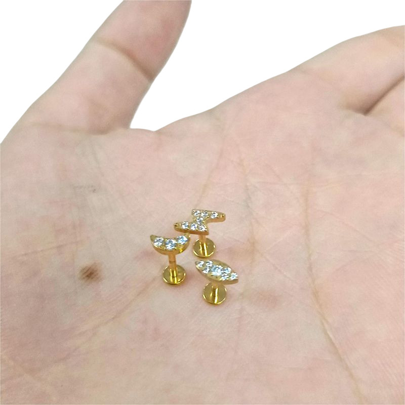 G23 Prsten za usne od titana Labret Naušnica Nit CZ Popločani Tragus Helix Munja Mjesečevo Oko Uho Hrskavica Niti Nakit za piercing bradavice