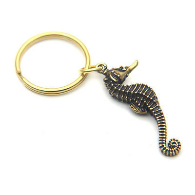 Vintage slatki privjesci za ključeve od čistog mesinga, čvrsti hipokampus, privjesci, bakreni morski konjić, privjesci za ključeve, viseći nakit, modni automobilski privjesak za ključeve, darovi