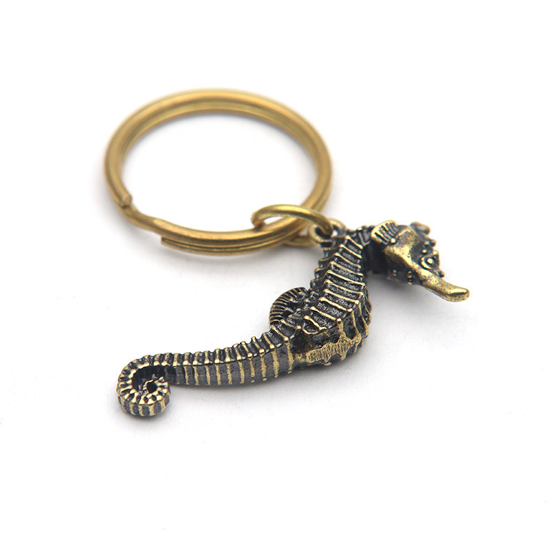 Vintage slatki privjesci za ključeve od čistog mesinga, čvrsti hipokampus, privjesci, bakreni morski konjić, privjesci za ključeve, viseći nakit, modni automobilski privjesak za ključeve, darovi