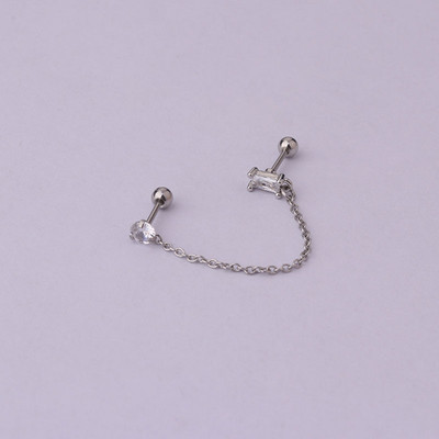 Νέα κορεατική μόδα σκουλαρίκι από ανοξείδωτο ατσάλι Stud Lady Girls Διπλές τρύπες αυτιών Trend Cartilage Tragus Piercing Earrings Κοσμήματα