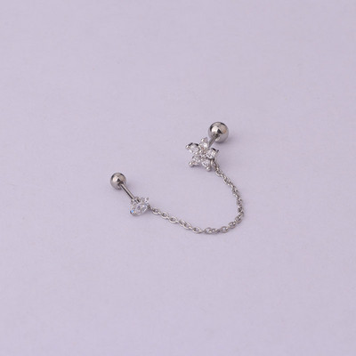 Νέα κορεατική μόδα σκουλαρίκι από ανοξείδωτο ατσάλι Stud Lady Girls Διπλές τρύπες αυτιών Trend Cartilage Tragus Piercing Earrings Κοσμήματα