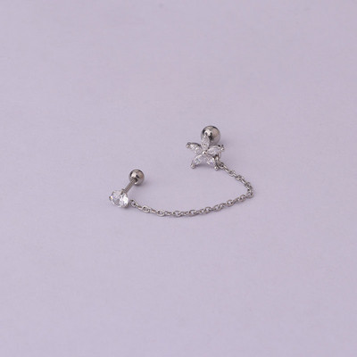 Νέα κορεατική μόδα σκουλαρίκι από ανοξείδωτο ατσάλι Stud Lady Girls Διπλές τρύπες αυτιών Trend Cartilage Tragus Piercing Earrings Κοσμήματα