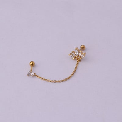 Νέα κορεατική μόδα σκουλαρίκι από ανοξείδωτο ατσάλι Stud Lady Girls Διπλές τρύπες αυτιών Trend Cartilage Tragus Piercing Earrings Κοσμήματα