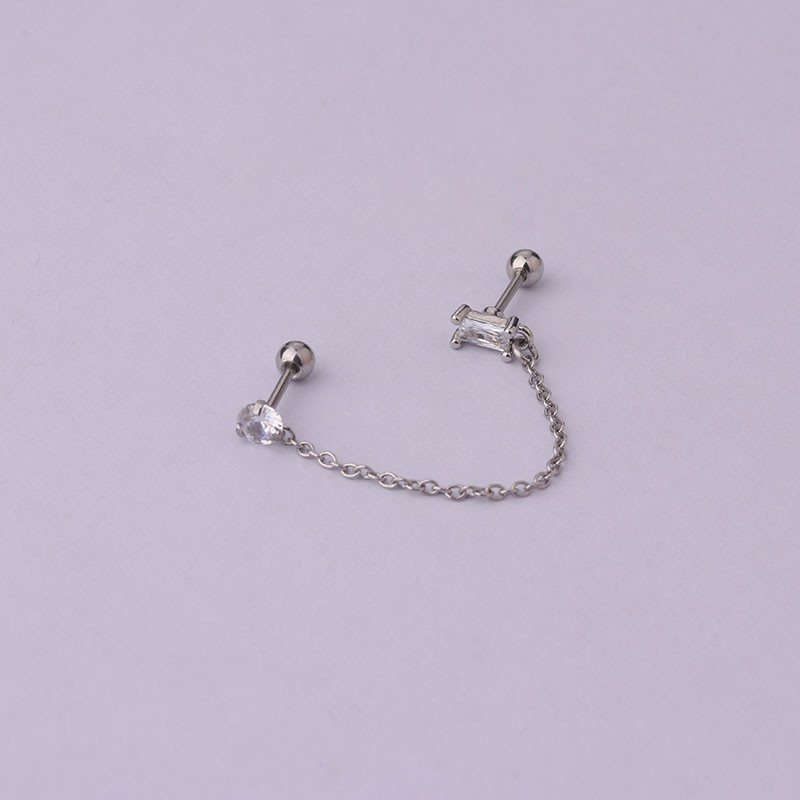 Νέα κορεατική μόδα σκουλαρίκι από ανοξείδωτο ατσάλι Stud Lady Girls Διπλές τρύπες αυτιών Trend Cartilage Tragus Piercing Earrings Κοσμήματα