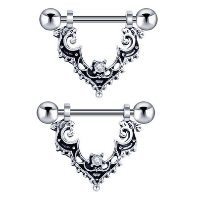 1Páros Bee mellbimbó piercing ékszer rozsdamentes acél kristály mellbimbó gyűrű nőknek szexi szív virág mellbimbó rudak piercing Pezon