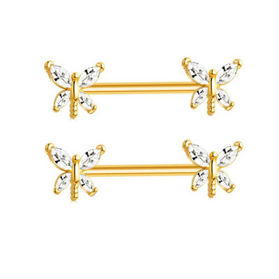 1Páros Bee mellbimbó piercing ékszer rozsdamentes acél kristály mellbimbó gyűrű nőknek szexi szív virág mellbimbó rudak piercing Pezon