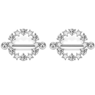 1Páros Bee mellbimbó piercing ékszer rozsdamentes acél kristály mellbimbó gyűrű nőknek szexi szív virág mellbimbó rudak piercing Pezon