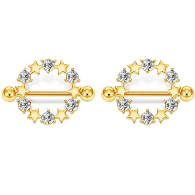 1Páros Bee mellbimbó piercing ékszer rozsdamentes acél kristály mellbimbó gyűrű nőknek szexi szív virág mellbimbó rudak piercing Pezon