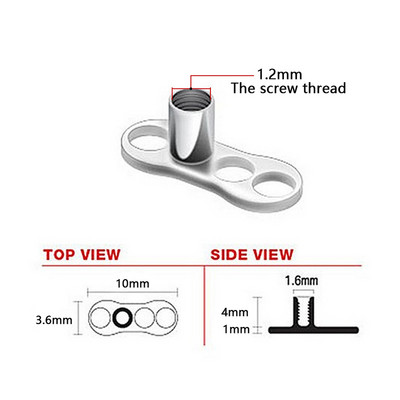 1PC Dermal Anchor Top Piercing Skin Diver Surface Ring Micro Retainers & Hide-it In Body Implant with Base Stud Body Jewelry 16G