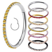 ASTM F136 Titanium Rhed Segment Hoop CZ Septum Nose Ring Thinple Clicker Tragus Helix Labret Lip Earring Piercing Body Jewelry