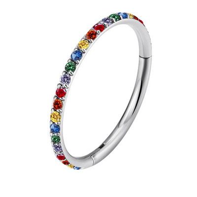 ASTM F136 Titanium Rhed Segment Hoop CZ Septum Nose Ring Thinple Clicker Tragus Helix Labret Lip Earring Piercing Body Jewelry