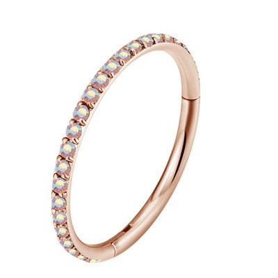 ASTM F136 Titanium Rhed Segment Hoop CZ Septum Nose Ring Thinple Clicker Tragus Helix Labret Lip Earring Piercing Body Jewelry