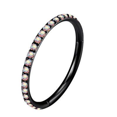 ASTM F136 Titanium Rhed Segment Hoop CZ Septum Nose Ring Thinple Clicker Tragus Helix Labret Lip Earring Piercing Body Jewelry