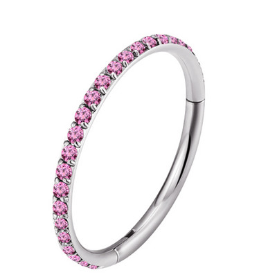 ASTM F136 Titanium Rhed Segment Hoop CZ Septum Nose Ring Thinple Clicker Tragus Helix Labret Lip Earring Piercing Body Jewelry