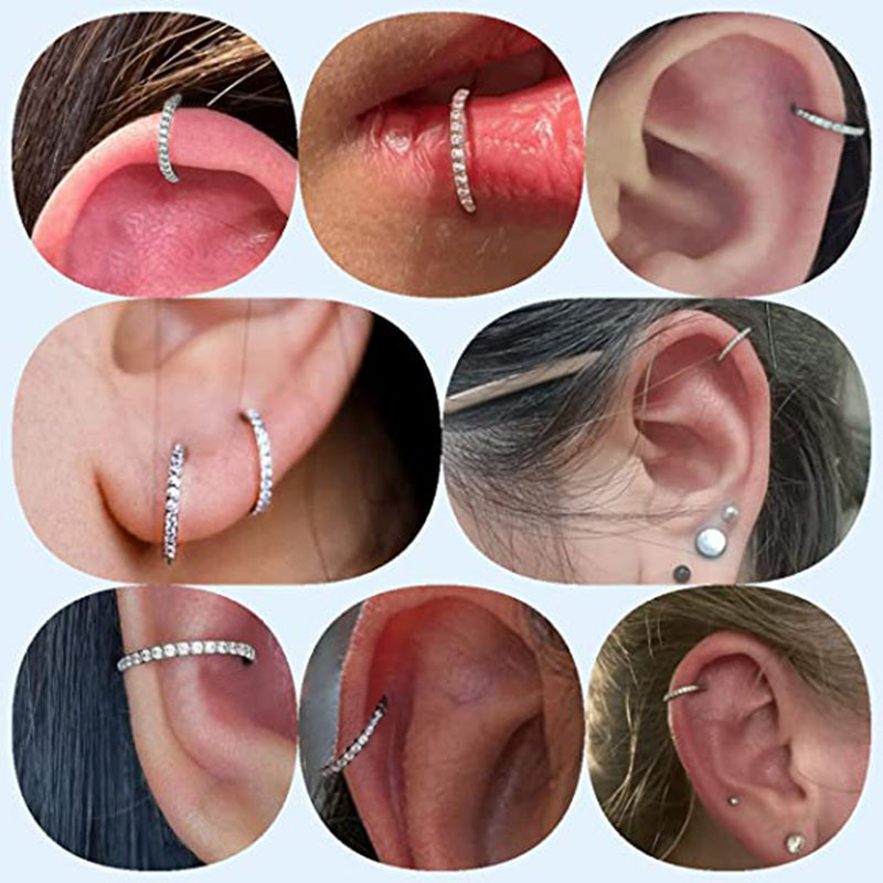 ASTM F136 Titanium Rhed Segment Hoop CZ Septum Nose Ring Thinple Clicker Tragus Helix Labret Lip Earring Piercing Body Jewelry