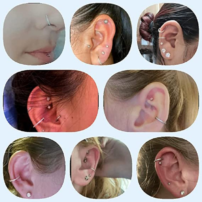 ASTM F136 Titanium Rhed Segment Hoop CZ Septum Nose Ring Thinple Clicker Tragus Helix Labret Lip Earring Piercing Body Jewelry