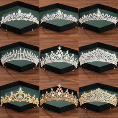 Coroana si tiara de culoare argintie Accesorii pentru par de nunta pentru femei Coroana pentru mireasa Cristal stras Diadem Diademe Coroana de mireasa