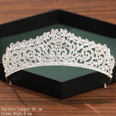 Сребърна цветна корона и тиара Сватбени аксесоари за коса за жени Корона за булчински Кристални кристали Диадема Диадеми Корона на булката