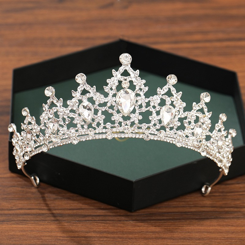 Сребърна цветна корона и тиара Сватбени аксесоари за коса за жени Корона за булчински Кристални кристали Диадема Диадеми Корона на булката