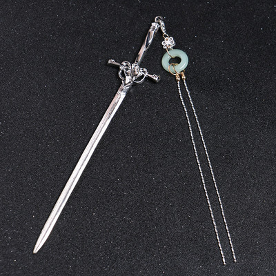 2022 Vintage Punk κινέζικο σπαθί μενταγιόν φουρκέτα ραβδί για γυναίκες Μοντέρνο προσωπικότητα Αξεσουάρ κλιπ μαλλιών με μεταλλική φούντα