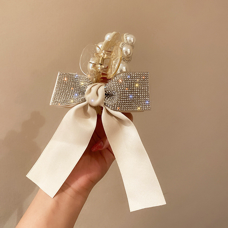 FYUAN Gheare de păr alb-negru cu bowknot cristal pentru femei Bijoux strasuri Accesorii pentru păr Bijuterii pentru banchet de nuntă