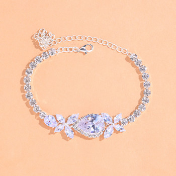 Stonefans Fashion Flower Water Drop Zircon Rhinestone Anklet for Women Luxury Leaf Charm Anklet Гривна на Крака Верижка Бижута