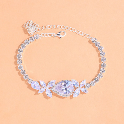 Stonefans Fashion Flower Water Drop Circon Rhinestone Gležanj za žene Luksuzni Leaf Charm Gležanj Narukvica na Noga Lančić Nakit