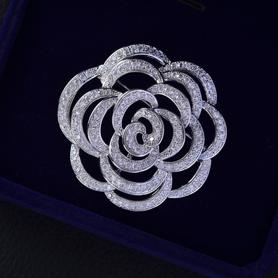 Zircon cu incrustație de cupru, broșă cu temperament la modă europeană și americană, broșă cu trandafiri, corsaj de nuntă de mireasă, accesorii de ultimă generație