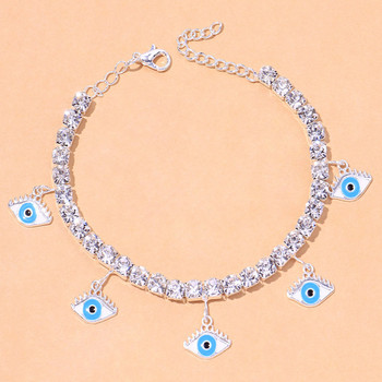 Stonefans Fashion Blue Evil Eye гривна за глезена на едро за жени Бохо верига за крака Висулка с верига от кристали Бижута за крака