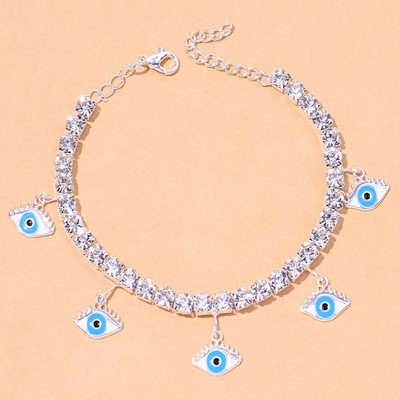 Stonefans divat kék Evil Eye bokalánc karkötő nagykereskedés női Boho láblánc strassz lánc medál láblánc ékszer