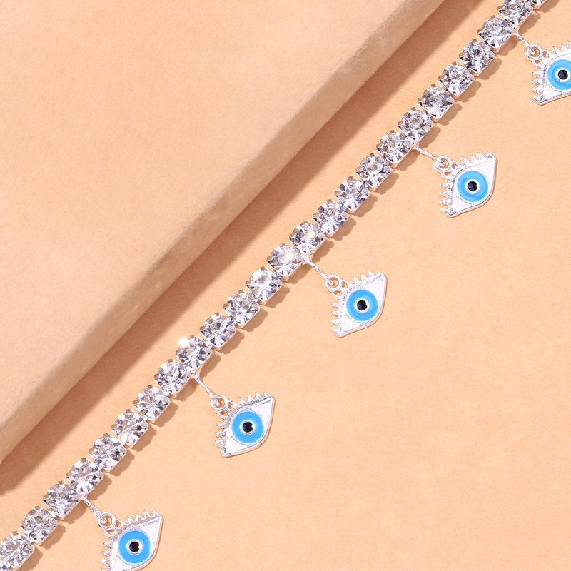 Stonefans divat kék Evil Eye bokalánc karkötő nagykereskedés női Boho láblánc strassz lánc medál láblánc ékszer