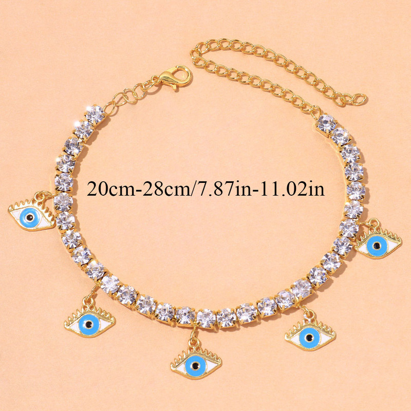 Stonefans divat kék Evil Eye bokalánc karkötő nagykereskedés női Boho láblánc strassz lánc medál láblánc ékszer