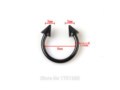 10 db/tétel Fekete Rozsdamentes Acél szemöldök Orrgyűrű Tragus Fülbevaló Helix Cartilage Lip Labret Stud Mellbimbó Piercingek Testékszerek