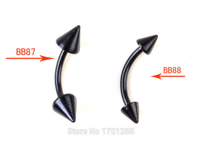 10 db/tétel Fekete Rozsdamentes Acél szemöldök Orrgyűrű Tragus Fülbevaló Helix Cartilage Lip Labret Stud Mellbimbó Piercingek Testékszerek
