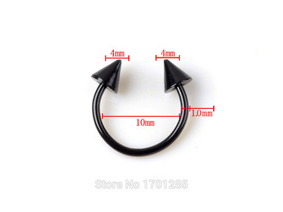 10 db/tétel Fekete Rozsdamentes Acél szemöldök Orrgyűrű Tragus Fülbevaló Helix Cartilage Lip Labret Stud Mellbimbó Piercingek Testékszerek