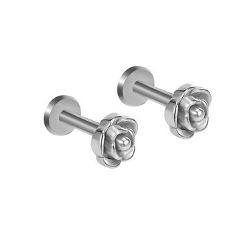 2Pcs Хирургическа стомана 16G хрущял Tragus Helix Daith обеци за пиърсинг на ухото жени Cluster Flower Internal Thread Labret Lip Ring