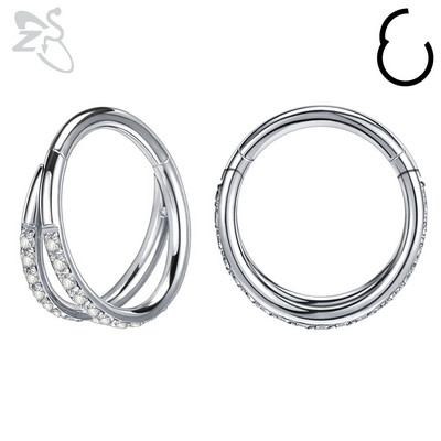 ZS 1 KOM G23 prsten za nos od titana za žene i muškarce AAA kubni cirkon piercing septuma 16G Nakit za piercing hrskavice tragusa uha