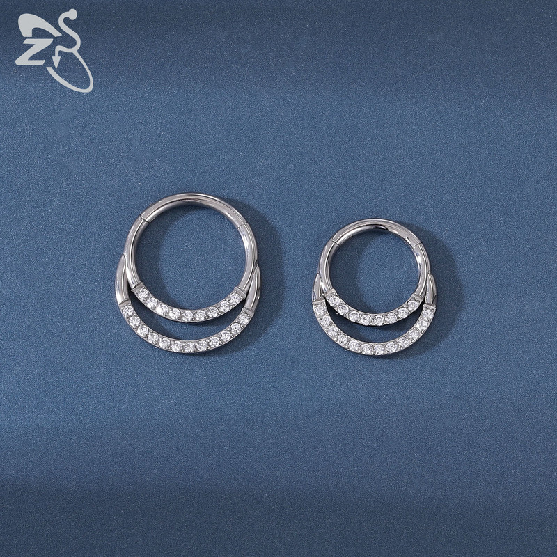 ZS 1 KOM G23 prsten za nos od titana za žene i muškarce AAA kubni cirkon piercing septuma 16G Nakit za piercing hrskavice tragusa uha