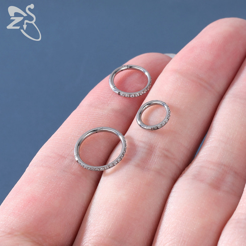 ZS 1 KOM G23 prsten za nos od titana za žene i muškarce AAA kubni cirkon piercing septuma 16G Nakit za piercing hrskavice tragusa uha