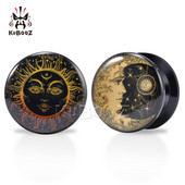 KUBOOZ Klasszikus Akril Golden Sun Moon Füldugók Piercing Test Ékszer Alagutak Fülbevaló Mérők Bővítő Hordágy 6-30mm 2 DB