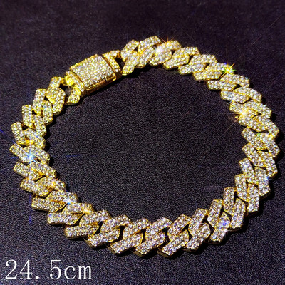 Hip Hop Iced Out Prong Cuban Link Chain Anklet για Γυναικεία Χρυσό Ασημί Χρώμα Prong Rhombus Κουβανικά Anklet Βραχιόλι μόδας Κοσμήματα