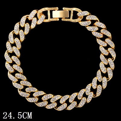 Hip Hop Iced Out Prong Cuban Link Chain Anklet για Γυναικεία Χρυσό Ασημί Χρώμα Prong Rhombus Κουβανικά Anklet Βραχιόλι μόδας Κοσμήματα