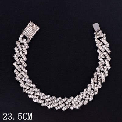 Hip Hop Iced Out Prong Cuban Link Chain Anklet για Γυναικεία Χρυσό Ασημί Χρώμα Prong Rhombus Κουβανικά Anklet Βραχιόλι μόδας Κοσμήματα