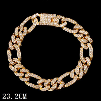 Hip Hop Iced Out Prong Cuban Link Chain Anklet για Γυναικεία Χρυσό Ασημί Χρώμα Prong Rhombus Κουβανικά Anklet Βραχιόλι μόδας Κοσμήματα
