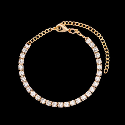 Hip Hop Iced Out Prong Cuban Link Chain Anklet για Γυναικεία Χρυσό Ασημί Χρώμα Prong Rhombus Κουβανικά Anklet Βραχιόλι μόδας Κοσμήματα