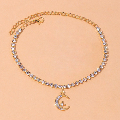 Trend Rhinestone Star Moon Beach Bokalánc Ékszer Karkötő Láblánc Női Boka karkötők Szandálok Bohemian Anklet Charms Ajándékok