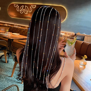 FYUAN Shine Full Rhinestone Headband για γυναίκες Μακριά φούντα κρυστάλλινο HairClip Wedding Party Αξεσουάρ μαλλιών Κοσμήματα