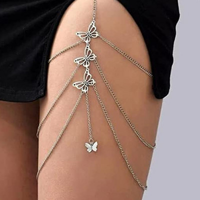 1Pc Creative Long Elastic Snake Pendants Leg Chain Body Jewelry Αξεσουάρ Dropshiping Γυναικεία αλυσίδα ποδιών με φούντα πεταλούδας