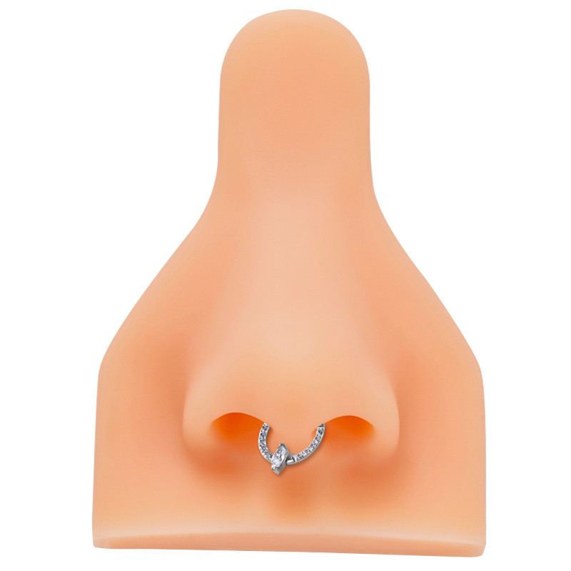 G23 Titanium Side CZ Pave Side Marquise Stone Center Csuklós szegmens karikagyűrűk Orrgyűrű Clicker Labret Ear Tragus Piercing