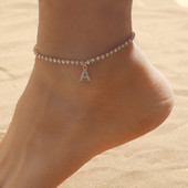 Crystal Circon Kezdőbetű Bokaláncok Női Ábécé Kubai Link láblánc Strand karkötők Boho Ékszer Ajándék